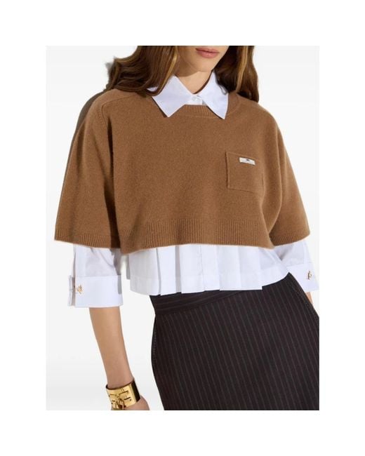 Elisabetta Franchi Brown Round-Neck Knitwear