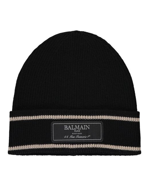 Balmain Accessoires ,Zwart ,Wol Gebreide Muts in het Black voor heren