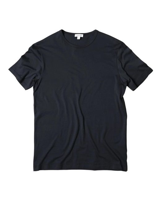 Sunspel Tops ,Blauw ,Katoen Classic T-Shirt in het Black voor heren