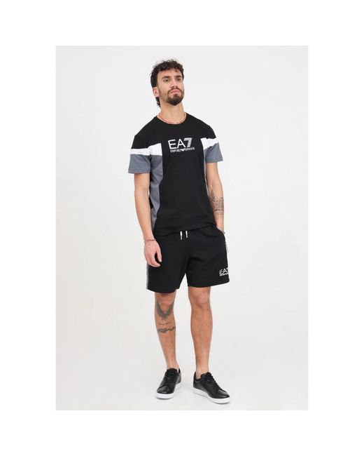 EA7 Black Short Shorts for men