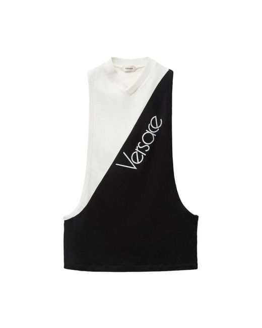 Versace Black Sleeveless Tops
