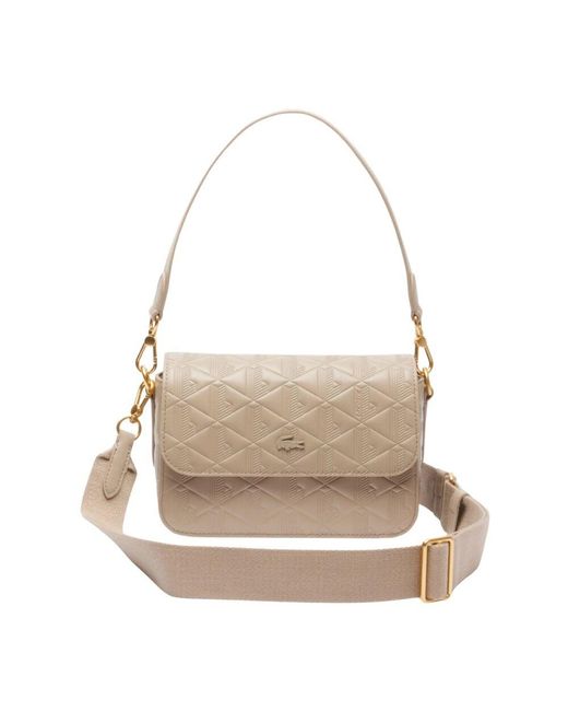 Lacoste Natural Geprägte Monogramm Umhängetasche Simply Taupe