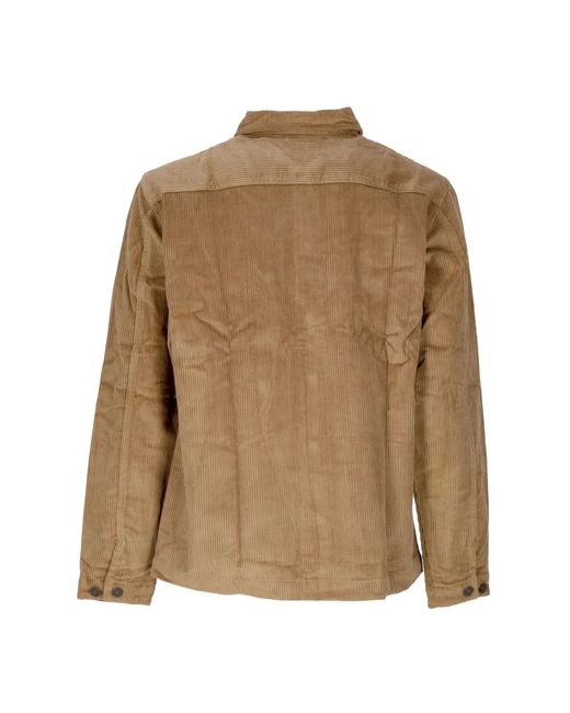 Huf Jassen ,Bruin ,Katoen Velvet Overshirt Met Knoopzakken in het Brown voor heren
