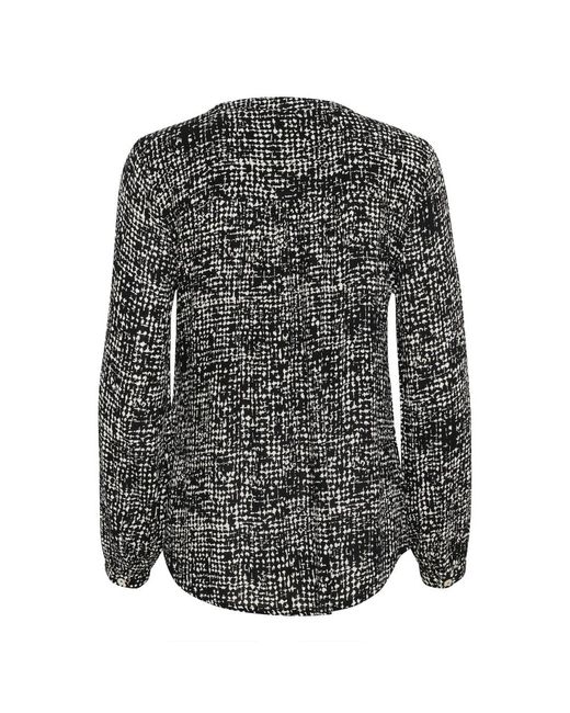 Kaffe Overhemden ,Zwart ,Grafische Dot Blouse Met Kinakraag in het Black