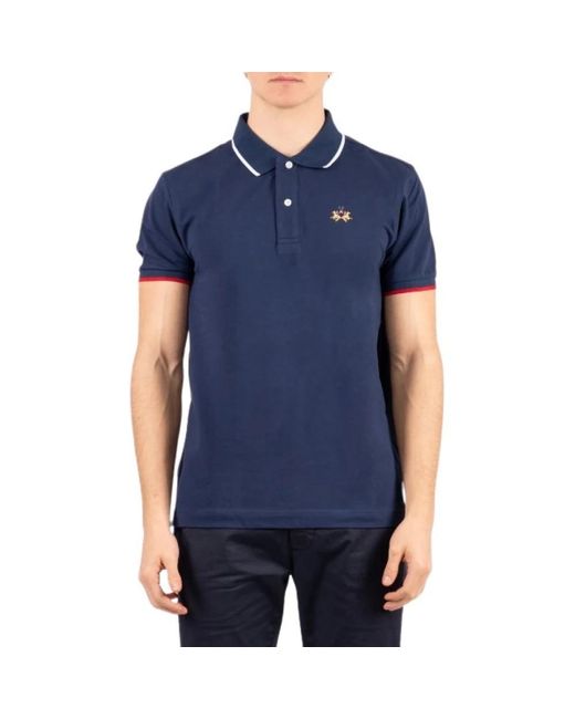 La Martina Blue Polo Shirts for men