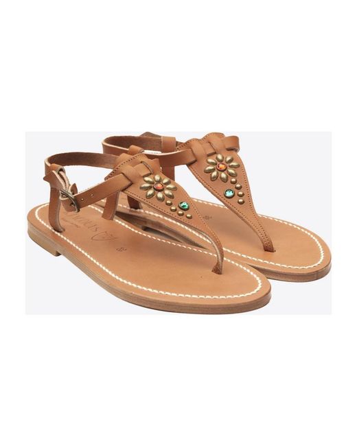 K. Jacques Brown Flat Sandals