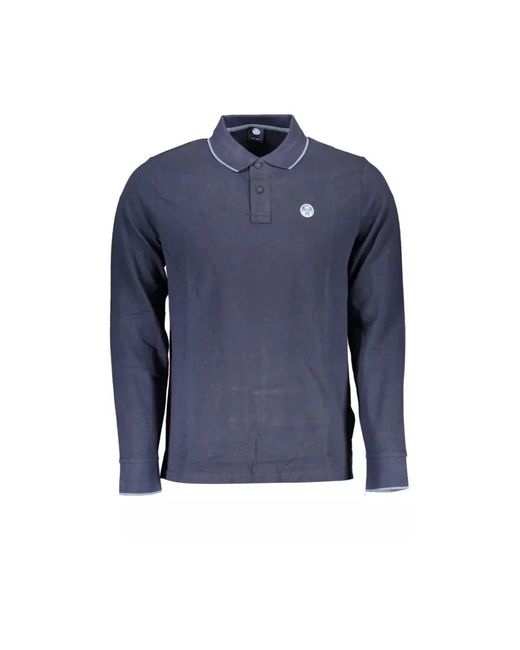 North Sails Blau langarm polo shirt mit kontrastdetails in Blue für Herren