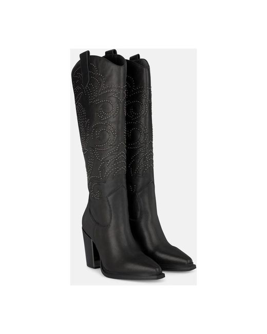 Alma En Pena. Black Cowboy & Biker Boots