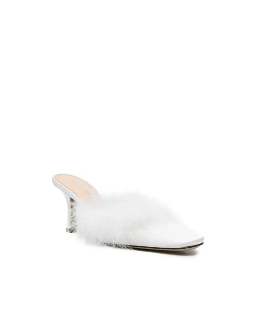 Mach & Mach White Heeled Mules