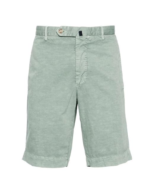 Incotex Baumwoll-leinen-shorts mit taschen in Green für Herren