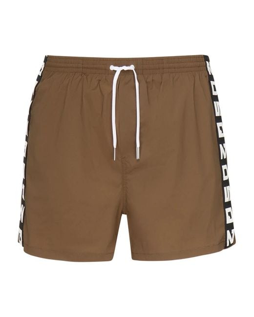 DSquared² Badmode ,Bruin ,Bruin Zee Kleding Boxer Midi in het Green voor heren