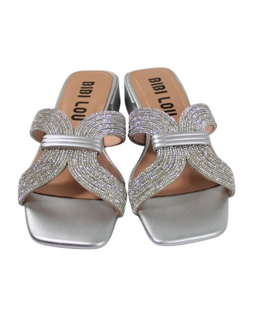 Bibi Lou Gray Heeled Mules