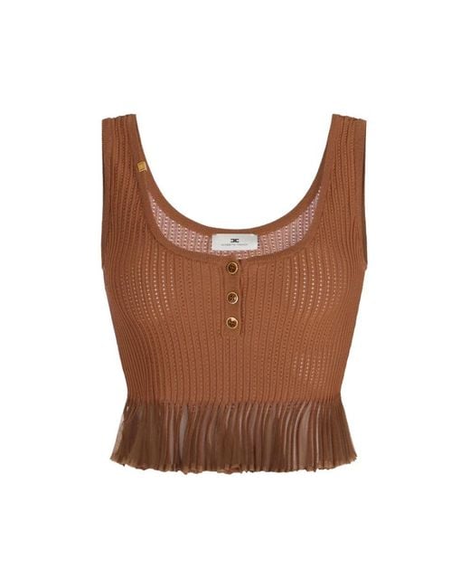 Elisabetta Franchi Brown Sleeveless Tops