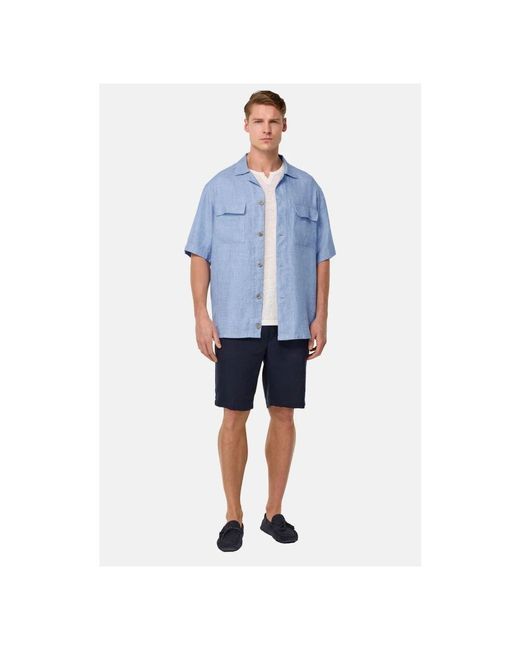 Boggi Leinen Camp Overshirt in Blue für Herren