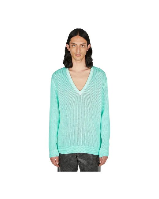 Guess Blue V-Neck Knitwear for men