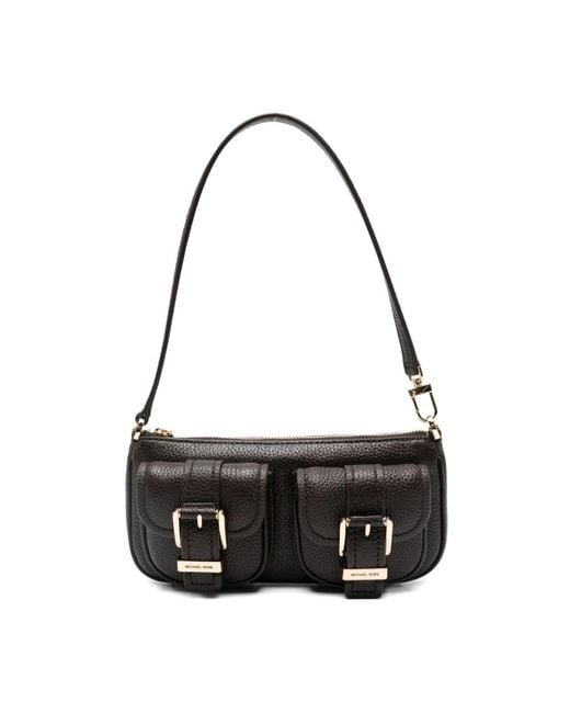 Michael Kors Black Braune Leder-Schultertasche