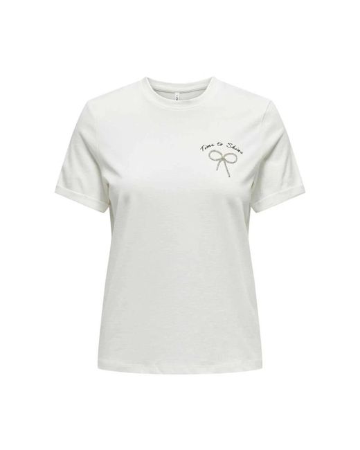 Camiseta casual de algodón ONLY de color White