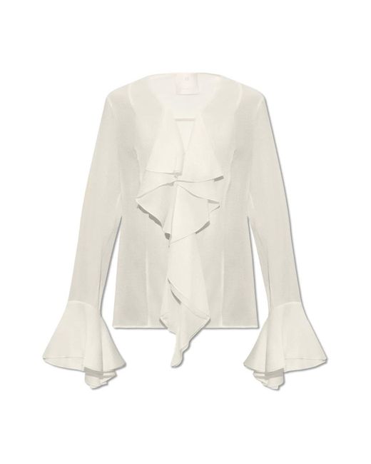 Givenchy White Bluse aus 4g-seide mit rüschen