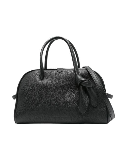 Jacquemus Black Schwarze Lederhandtasche Mit Top-Reißverschluss