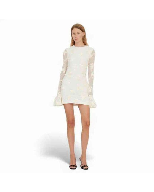 ROTATE BIRGER CHRISTENSEN White Blumige Mesh Minikleid