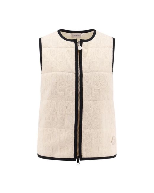 Moncler Natural Weiße Reißverschluss Baumwollmischung Jacke