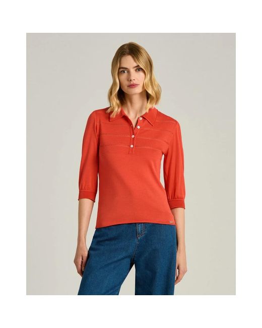 Kiton Tops ,Rood ,Zijden Poloshirt in het Red