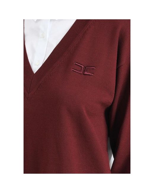 Elisabetta Franchi Red V-Neck Knitwear