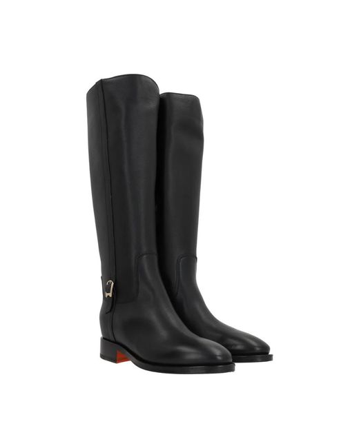 Santoni Black High Boots