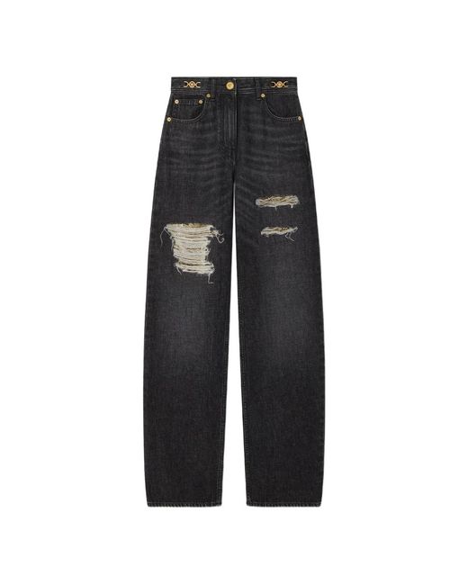 Straight Jeans Versace de color Black