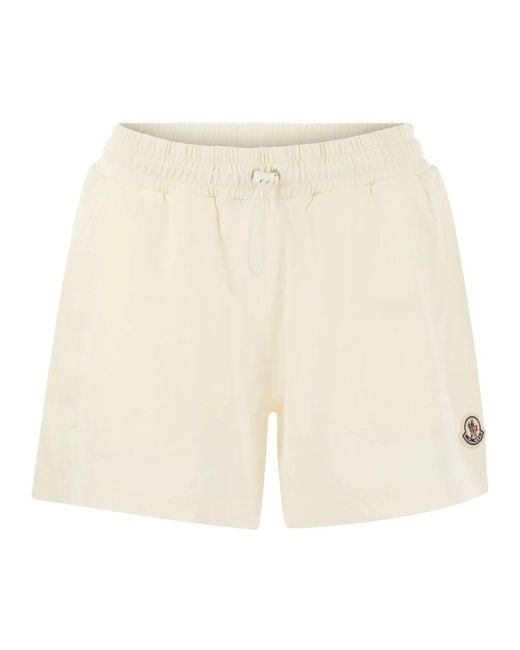 Moncler Natural Jersey shorts mit popelineinsätzen