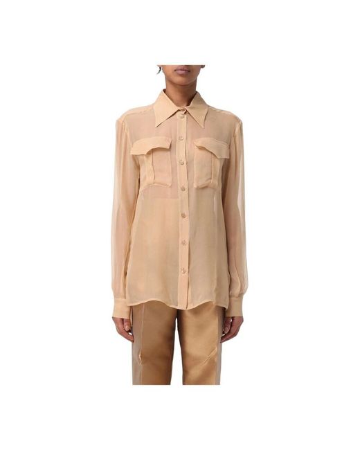 Alberta Ferretti Natural Elegante Seidenbluse Hemd