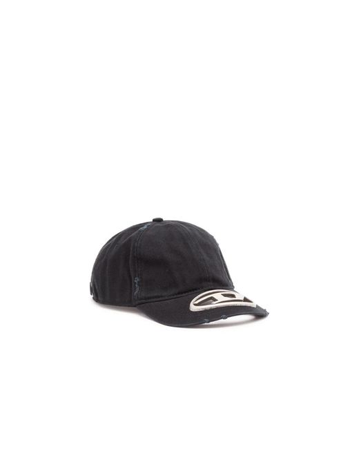DIESEL Accessoires ,Zwart ,Katoen Zwarte Baseballpet Met Ovaal Uitsnede in het Black voor heren