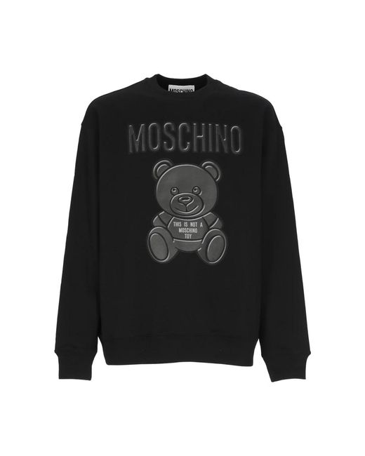 Moschino Schwarzer baumwollpullover mit teddy-print in Black für Herren