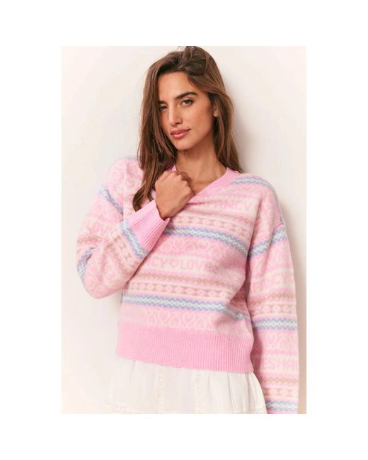 LoveShackFancy Pink Round-Neck Knitwear