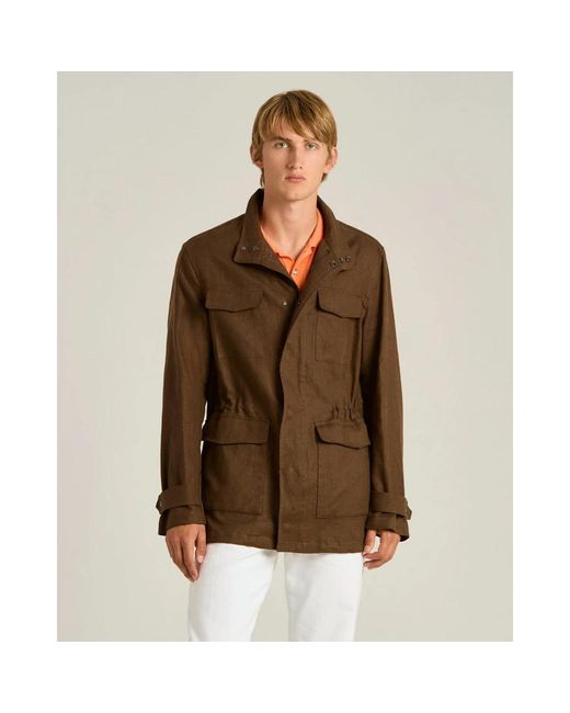 Kiton Linnen Utility Jas in het Brown voor heren