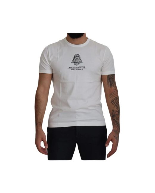 T-shirt bianca con stampa logo di Dolce & Gabbana in Gray da Uomo