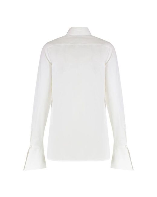 Nina Ricci White Schleifenkragen Baumwollhemd
