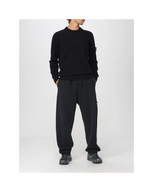 Stone Island Black Round-Neck Knitwear for men