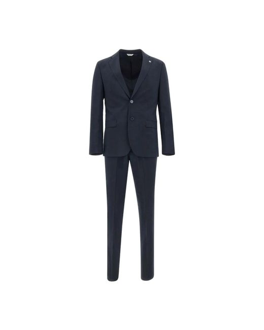 Manuel Ritz Blue Single Breasted Suits for men