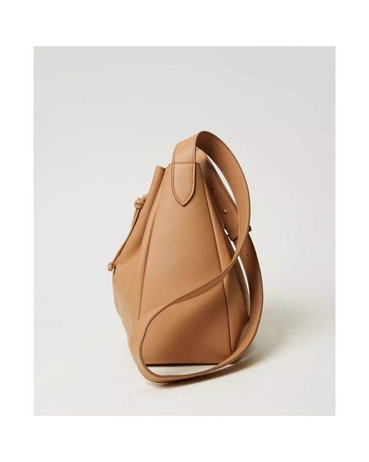 Twinset Brown Forever leder eimer tasche