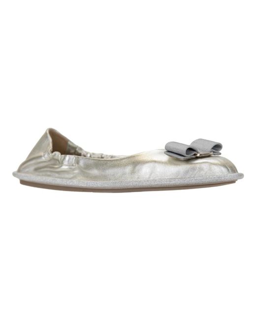 Ferragamo White Ballerinas