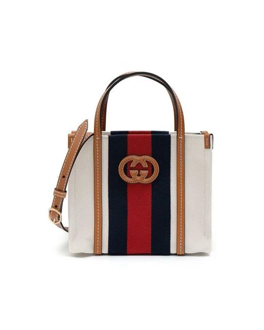 Gucci Canvas Web Interlocking G Mini Tote Bag in het Red