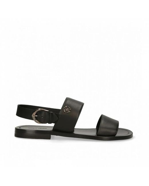 Roberto Cavalli Black Flat Sandals for men