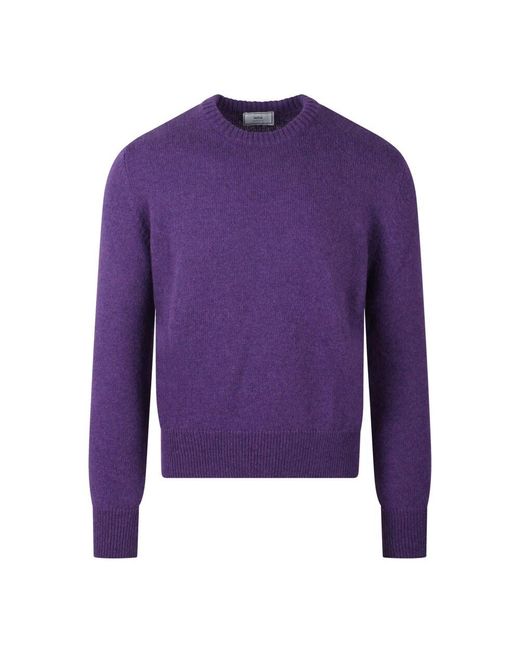 AMI Gerippter woll-crewneck-pullover in Purple für Herren