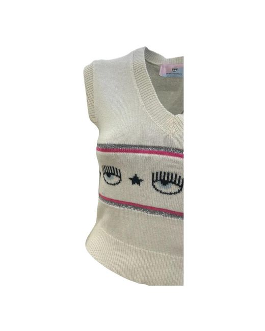 Chiara Ferragni Gray V-Neck Knitwear