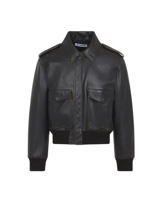 Jil Sander Leren Blouson in het Black voor heren