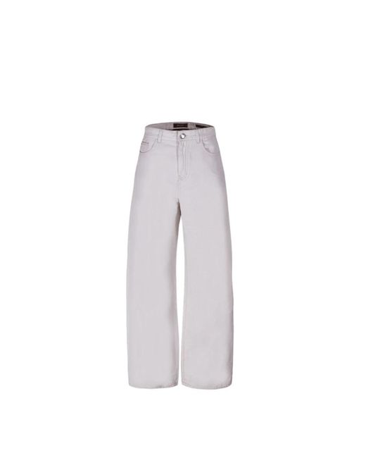 Ecru baggy pantaloni cotone lino di Moorer in Gray
