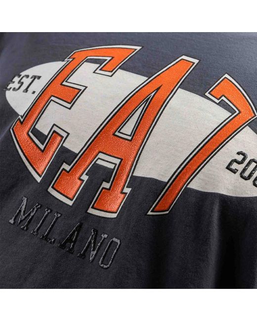 EA7 Tops ,Blauw ,Katoen T-Shirt in het Blue voor heren