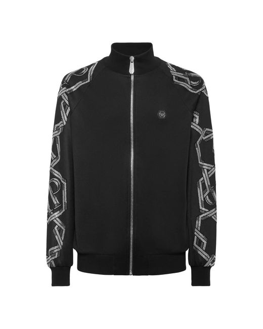 Philipp Plein Hoodies & Sweatvesten ,Zwart ,Katoen Jacket Jogging Chains in het Black voor heren