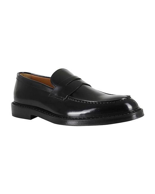 Doucal's Black Penny Horse Leather Loafers for men